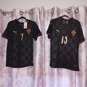 Puma Black and Gold Portugal Soccer Jerseys